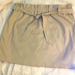 Elloquii Vegan Faux Leather, Elegant Beige Skirt